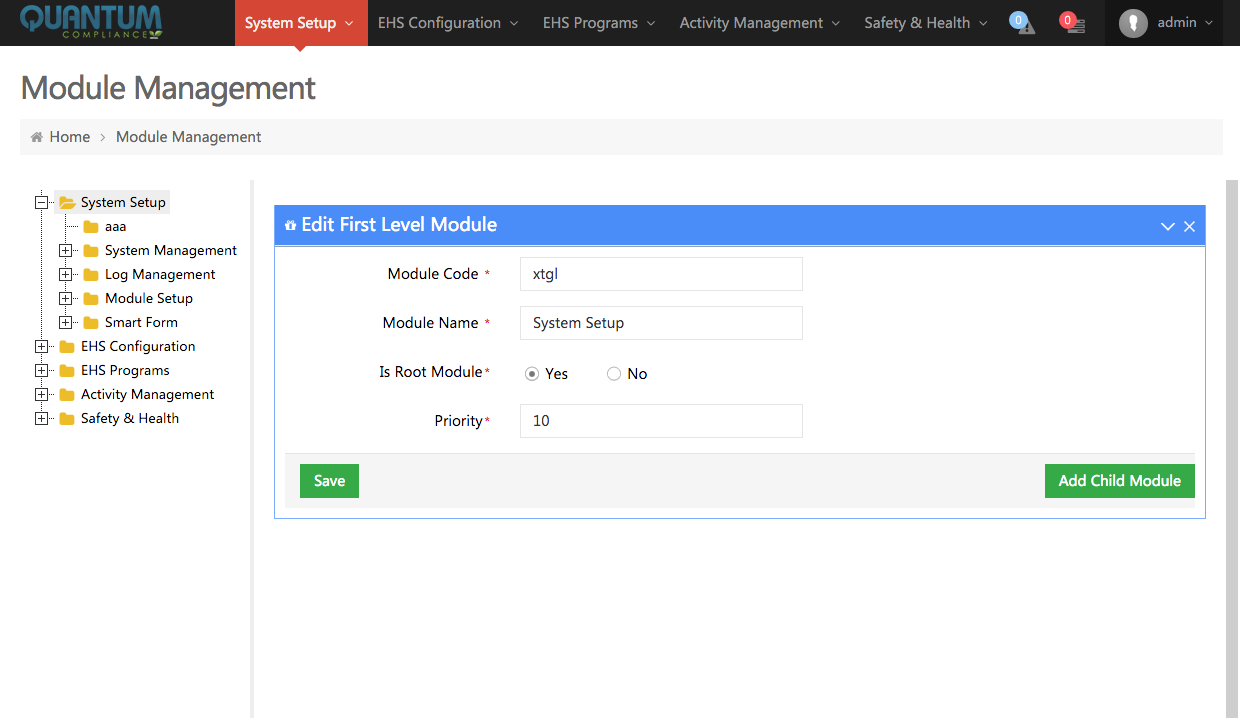 Module Management Page - Old